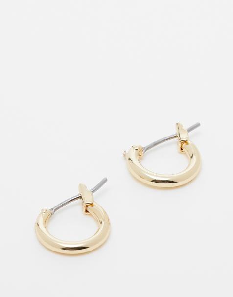 Pendientes de aro pequeños dorados con diseño fino de Faded Future - view 1