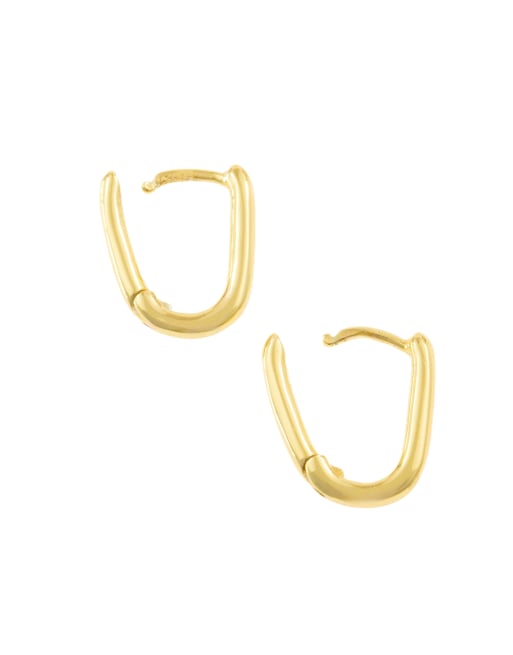 Pendientes de aro pequeños dorados con diseño ovalado de plata de ley chapados en oro de Lovisa , 2 de 3