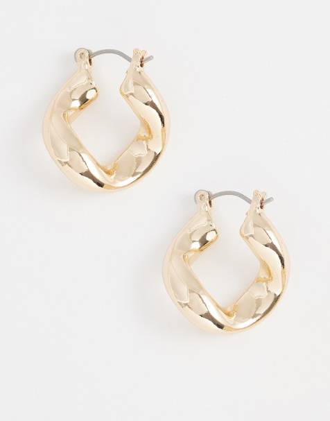 Pendientes de aro pequeños dorados con diseño retorcido de ASOS DESIGN - view 1