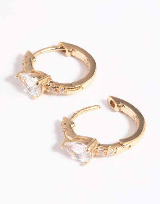 Pendientes de aro pequeños dorados de plata de ley chapados en oro con circonitas de talla marquesa de Lovisa