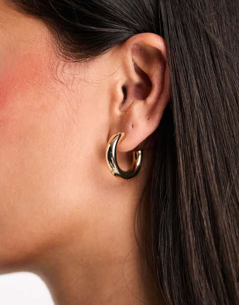 Pendientes de aro pequeños dorados gruesos de Accessorize - view 1
