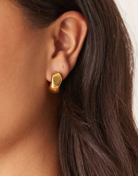 Pendientes de aro pequeños efecto fundido de acero inoxidable chapados en oro de 18 quilates de Lost Souls - view 1