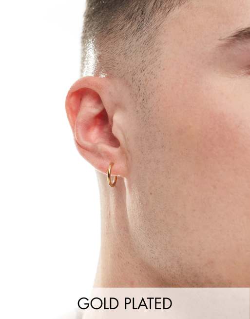 Pendientes de aro pequeños finos de acero inoxidable chapados en oro de 18 quilates de Lost Souls