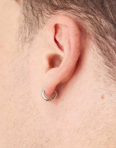 Pendientes de aro pequeños plateados de acero inoxidable resistente al agua de ASOS DESIGN - view 1