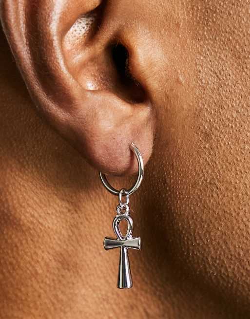 Pendientes de aro plateados con cruz egipcia de ASOS DESIGN, 2 de 4