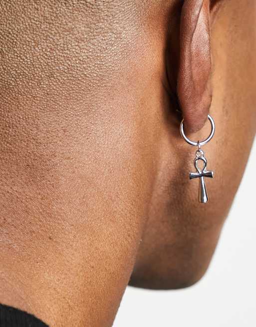 Pendientes de aro plateados con cruz egipcia de ASOS DESIGN, 3 de 4