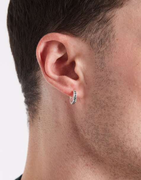 Pendientes de aro plateados con detalle de números romanos de plata de ley de ASOS DESIGN - view 1
