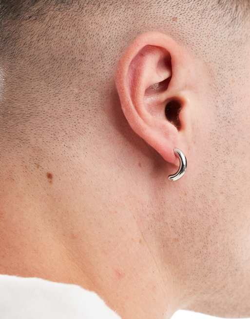 Pendientes de aro plateados con diseño partido de ASOS DESIGN, 3 de 4