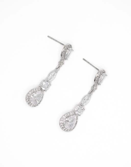 Pendientes de aro plateados con diseño tipo halo y circonitas de Lovisa