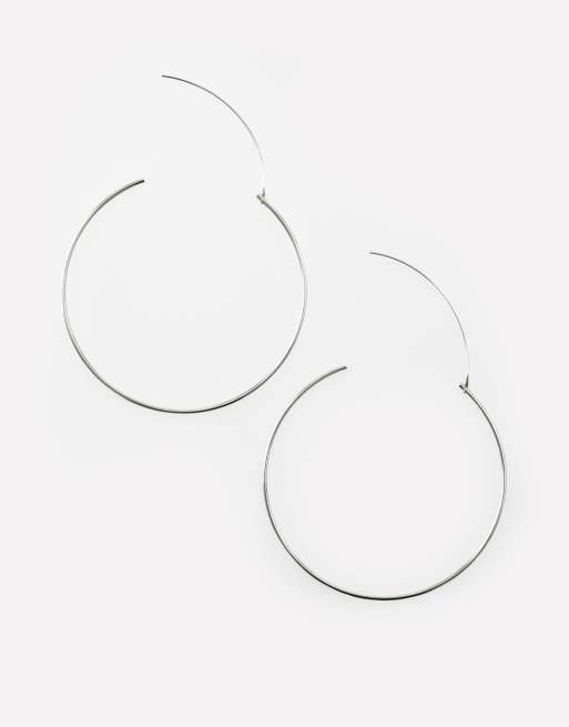 Pendientes de aro plateados de 60 mm de plata de ley de Lovisa , 2 de 4