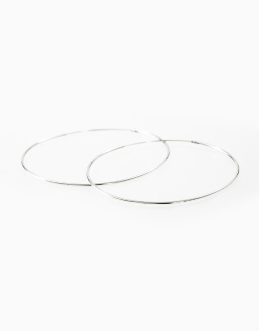 Pendientes de aro plateados de 60 mm de plata de ley de Lovisa , 4 de 4
