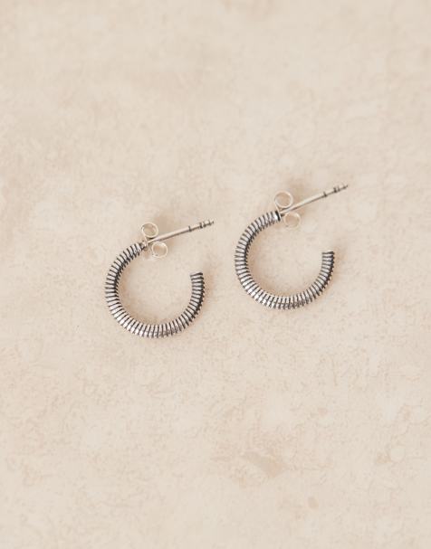 Pendientes de aro plateados de alambre retorcido de plata de ley de ASOS DESIGN - view 1