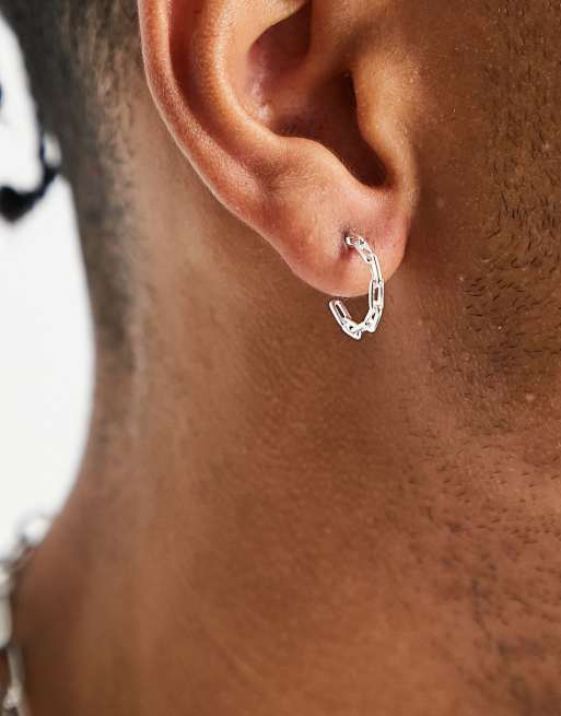 Pendientes de aro plateados estilo cadena de 12 mm de plata de ley de ASOS DESIGN