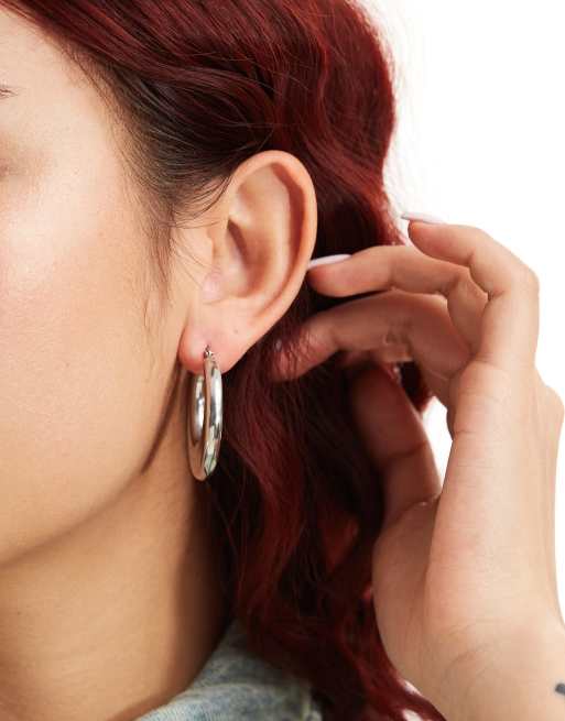 Pendientes de aro plateados lisos de acero inoxidable de Lost Souls