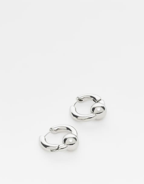 Pendientes de aro plateados unisex de Reclaimed Vintage - view 1