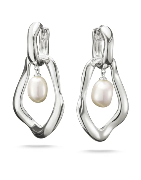 Pendientes de aro plateados y blancos con perlas de agua dulce Natural Beauty de Thomas Sabo - view 1