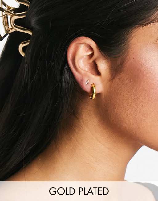 Pendientes de aro redondeados chapados en oro de Kingsley Ryan