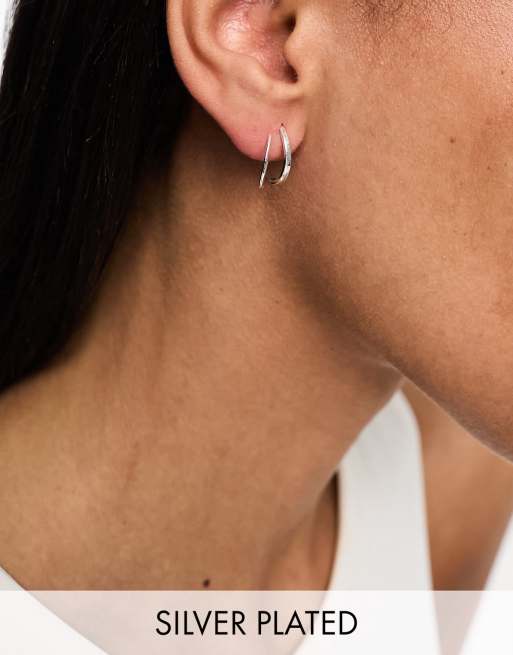 Pendientes de aro sin cierres chapados en plata de ASOS DESIGN
