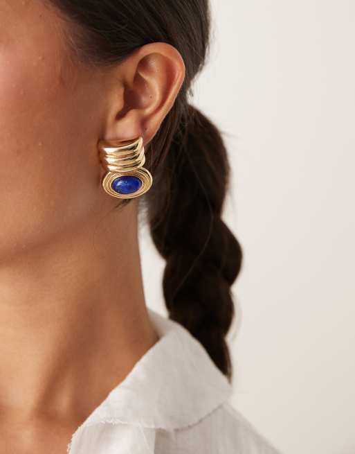 Pendientes de botón azules de Mango