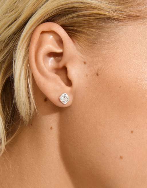 Pendientes de botón chapados en plata Sense de Pilgrim