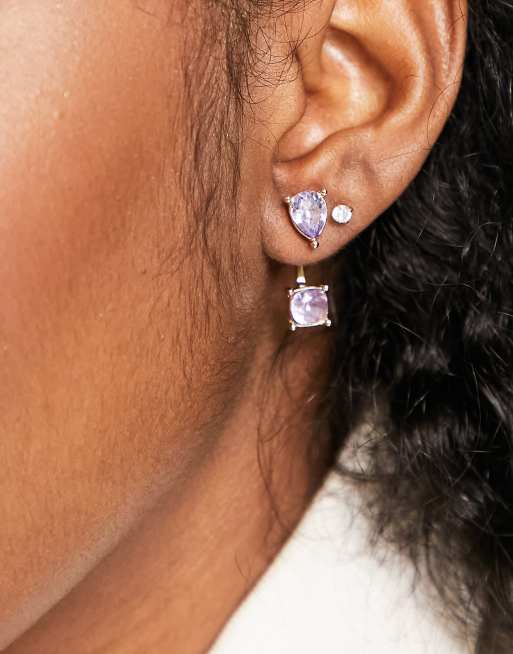 Pendientes de botón con colgante de cristal sintético de Reclaimed Vintage Inspired