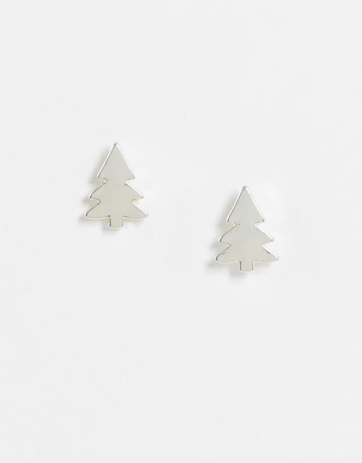 Pendientes de botón con diseño de árbol navideño de Madein.
