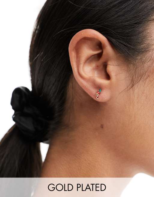 Pendientes de botón con diseño de guindillas chapados en oro de 18 quilates de Girls Crew 