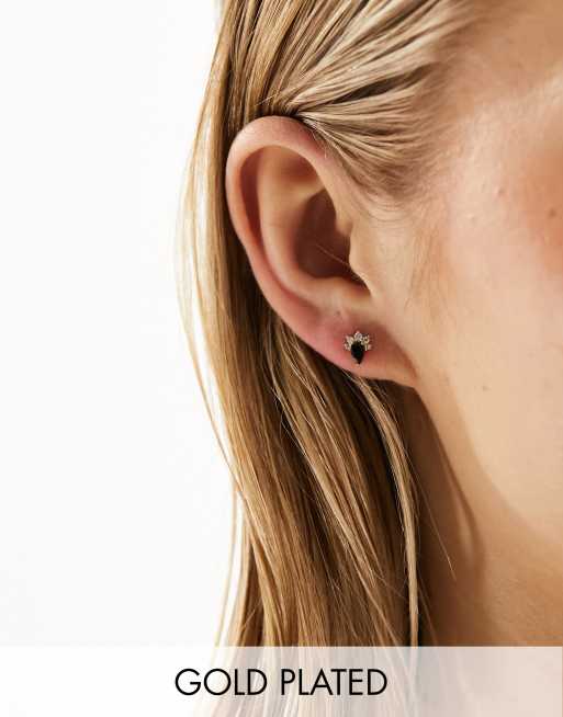 Pendientes de botón con diseño de ónice chapados en oro vermeil de 18 quilates de Seol + Gold
