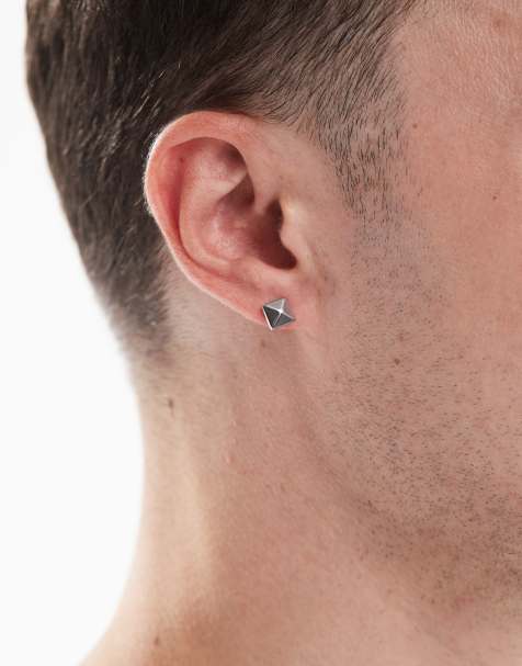 Pendientes de botón con diseño de pirámide de acero inoxidable de Lost Souls - view 1
