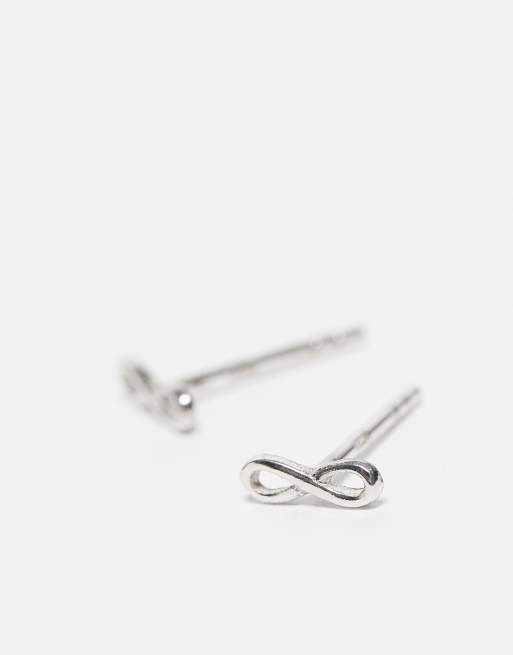 Pendientes de botón con diseño de símbolo de infinito de plata de ley de Kingsley Ryan, 3 de 3