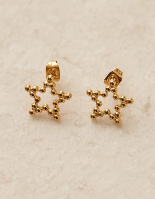 Pendientes de botón con diseño en forma de estrella chapados en oro de 18 quilates de Lost Souls, 2 de 3