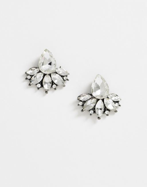 Pendientes de botón con forma de lágrima en cristal de True Decadence