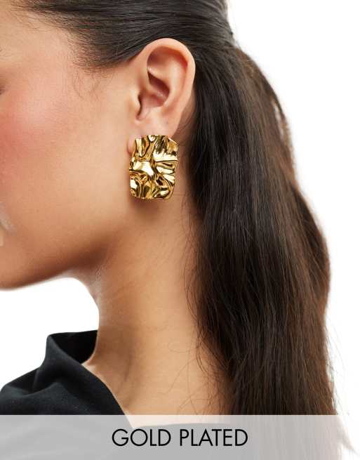 Pendientes de botón de acero inoxidable chapados en oro Estrella de Neck On The Line