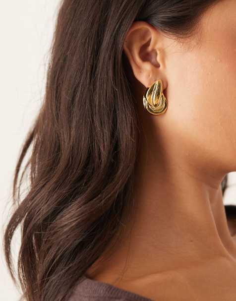 Pendientes de botón de estilo vintage de acero inoxidable chapado en oro de 18 quilates de Lost Souls - view 1