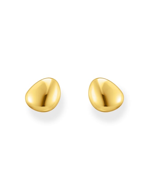 Pendientes de botón de plata de ley 925 chapada en oro amarillo de 18 quilates de Thomas Sabo, 3 de 3