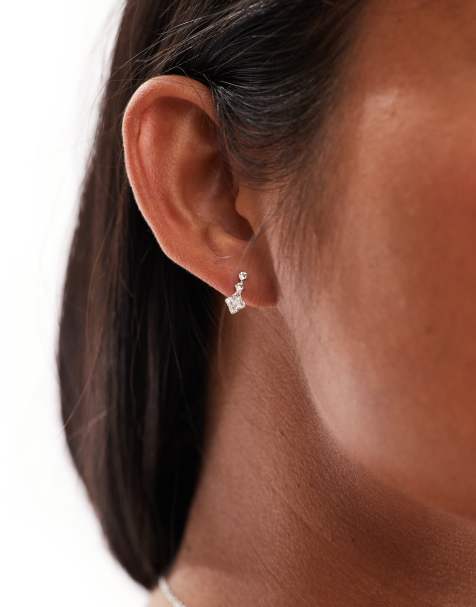 Pendientes de botón de plata de ley con colgante de cristales de Kingsley Ryan - view 1