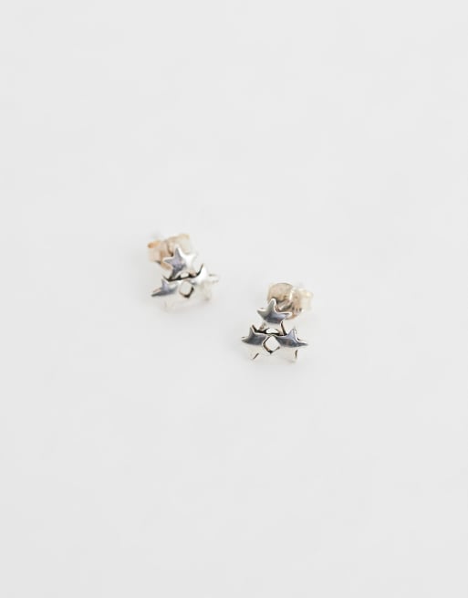 Pendientes de botón de plata de ley con diseño de racimo de estrellas de Kingsley Ryan, 4 de 4