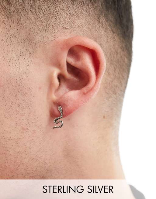 Pendientes de botón de plata de ley con diseño de serpiente de Kingsley Ryan