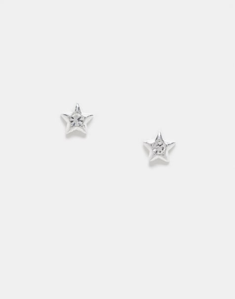 Pendientes de botón de plata de ley con forma de estrella con cristal de Kingsley Ryan - view 1