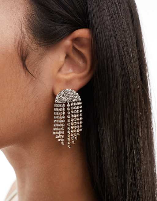 Pendientes de botón dorados con adornos estilo candelabro de DesignB London