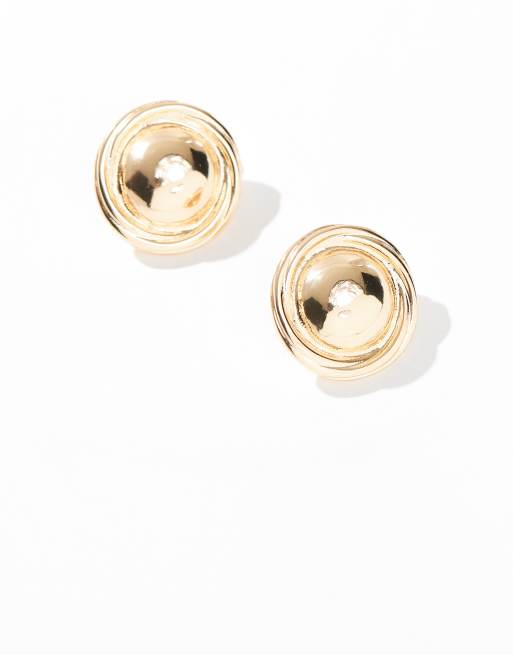Pendientes de botón dorados con cierre de clip y diseño redondo de estilo vintage de ASOS DESIGN, 4 de 4