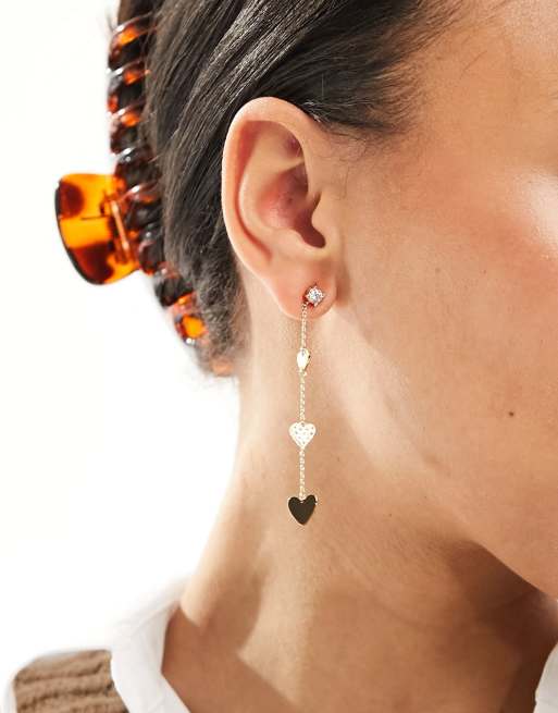 Pendientes de botón dorados con colgantes en forma de corazón con cristales de ALDO