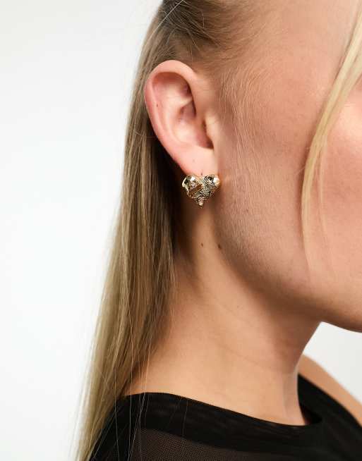 Pendientes de botón dorados con diseño de corazón de True Decadence