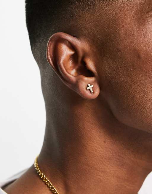 Pendientes de botón dorados con diseño de cruz de Faded Future