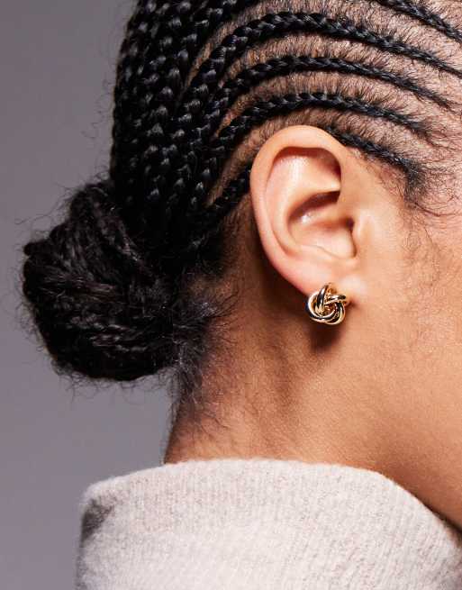Pendientes de botón dorados con diseño de infinito chapados en oro de 18 quilates de 8 Other Reasons