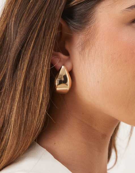 Pendientes de botón dorados con diseño de lágrima extragrande de ASOS DESIGN - view 1