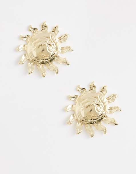 Pendientes de botón dorados con diseño de sol de ASOS DESIGN - view 1