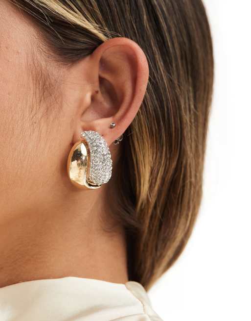 Pendientes de botón dorados con diseño variado de cristales de ASOS DESIGN