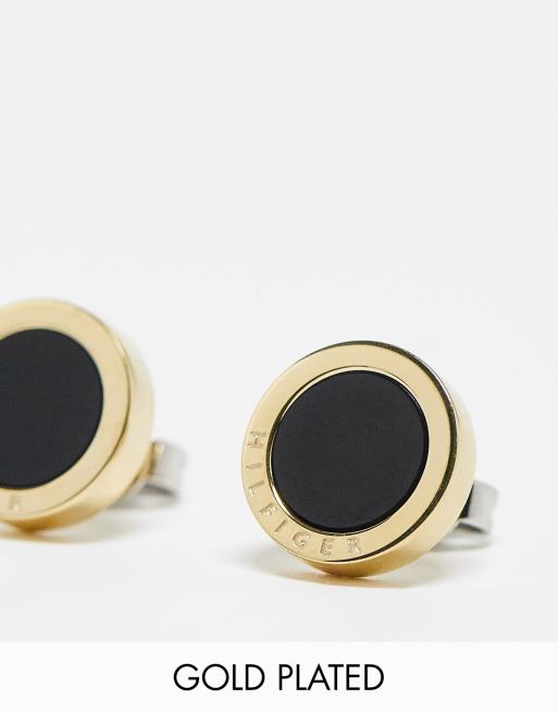 Pendientes de botón dorados con piedra ónice negra 2780662 de Tommy Hilfiger