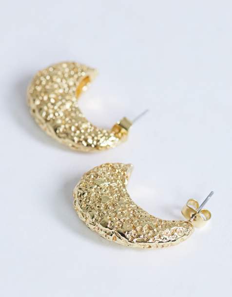 Pendientes de botón dorados texturizados Camille de Topshop - view 1